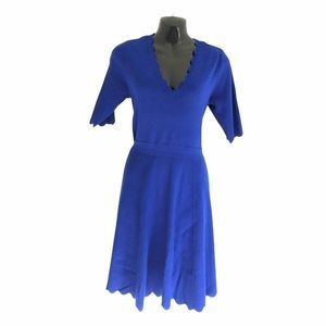 ELIZA J electric blue fit and flare v neck dress